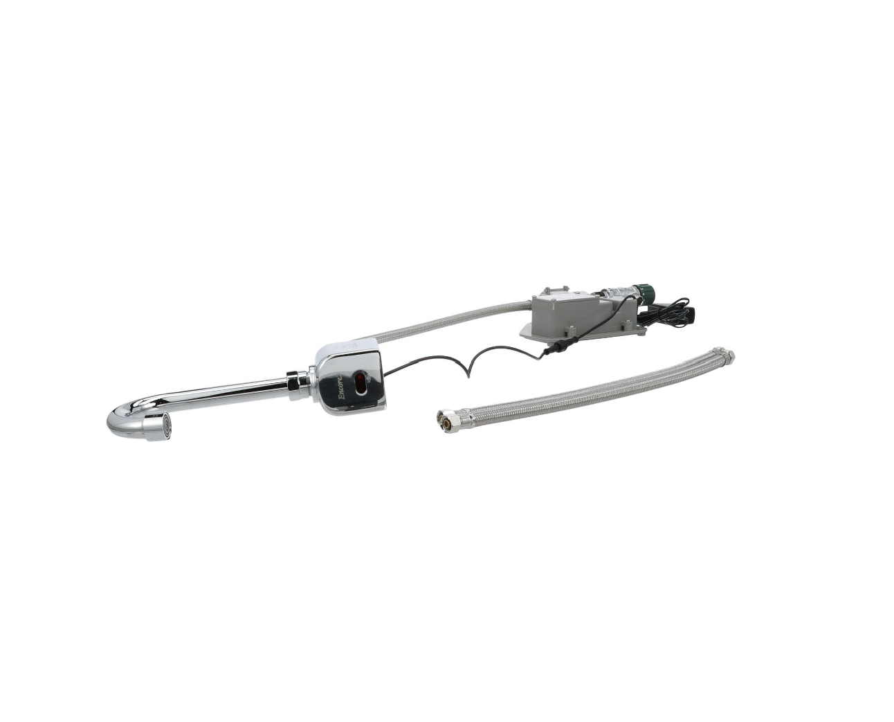 Intelli-Flo EZ Electronic Wall Mount Faucet 3-1/2" Gooseneck Spout AC Powered with Thermostatic Mixing Valve and 1.5 gpm Laminar Flow Vandal Resistant