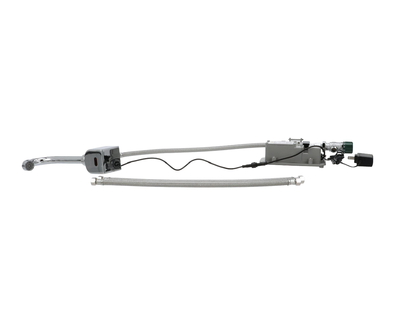 Intelli-Flo EZ Electronic Wall Mount Faucet 6" Gooseneck Spout AC Powered with Thermostatic Mixing Valve and 1.5 gpm Laminar Flow Vandal Resistant