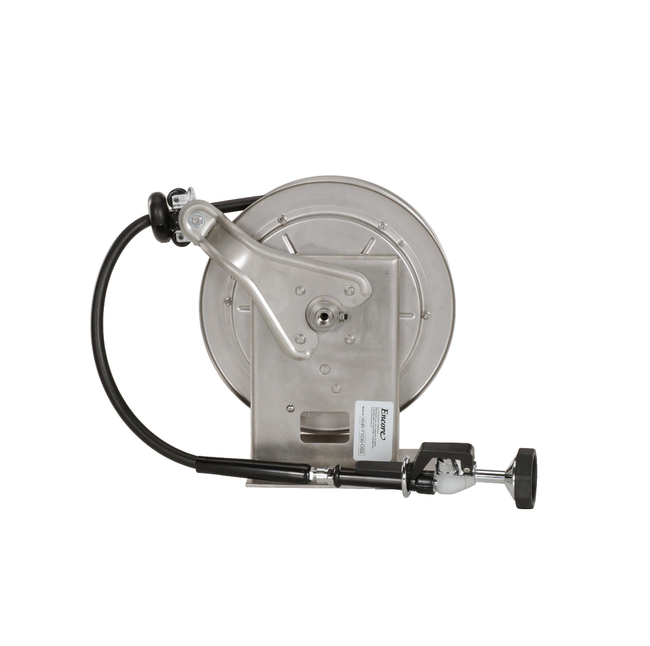 Encore® Hose Reel with 30 ft. Hose, Open Stainless Steel Reel Assembly, 3/8" NPT Inlet and 3.3 gpm Spray Valve