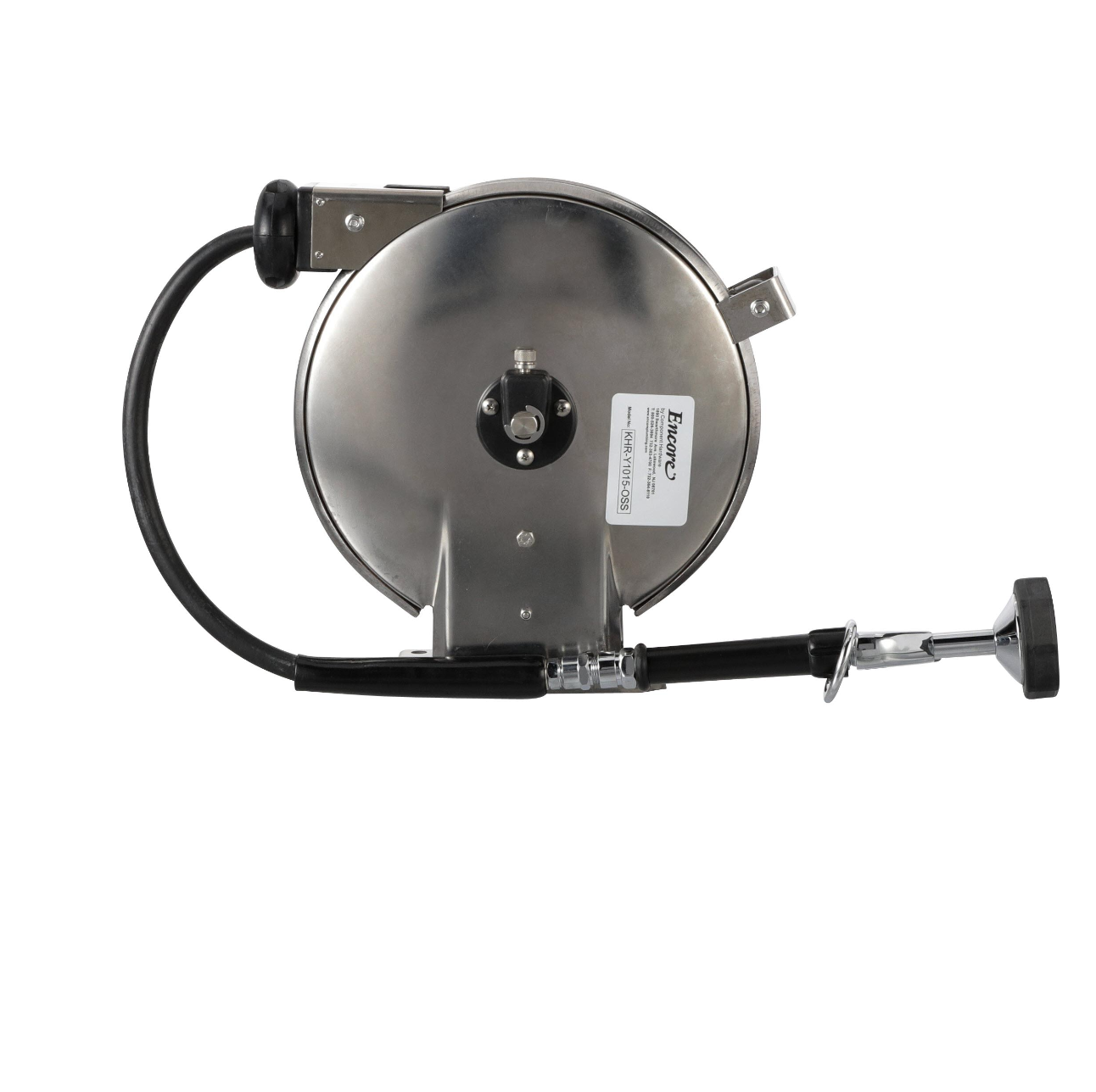 Encore® Hose Reel with 50 ft. Hose, Open Stainless Steel Reel Assembly, 3/8" NPT Inlet and 3.3 gpm Spray Valve