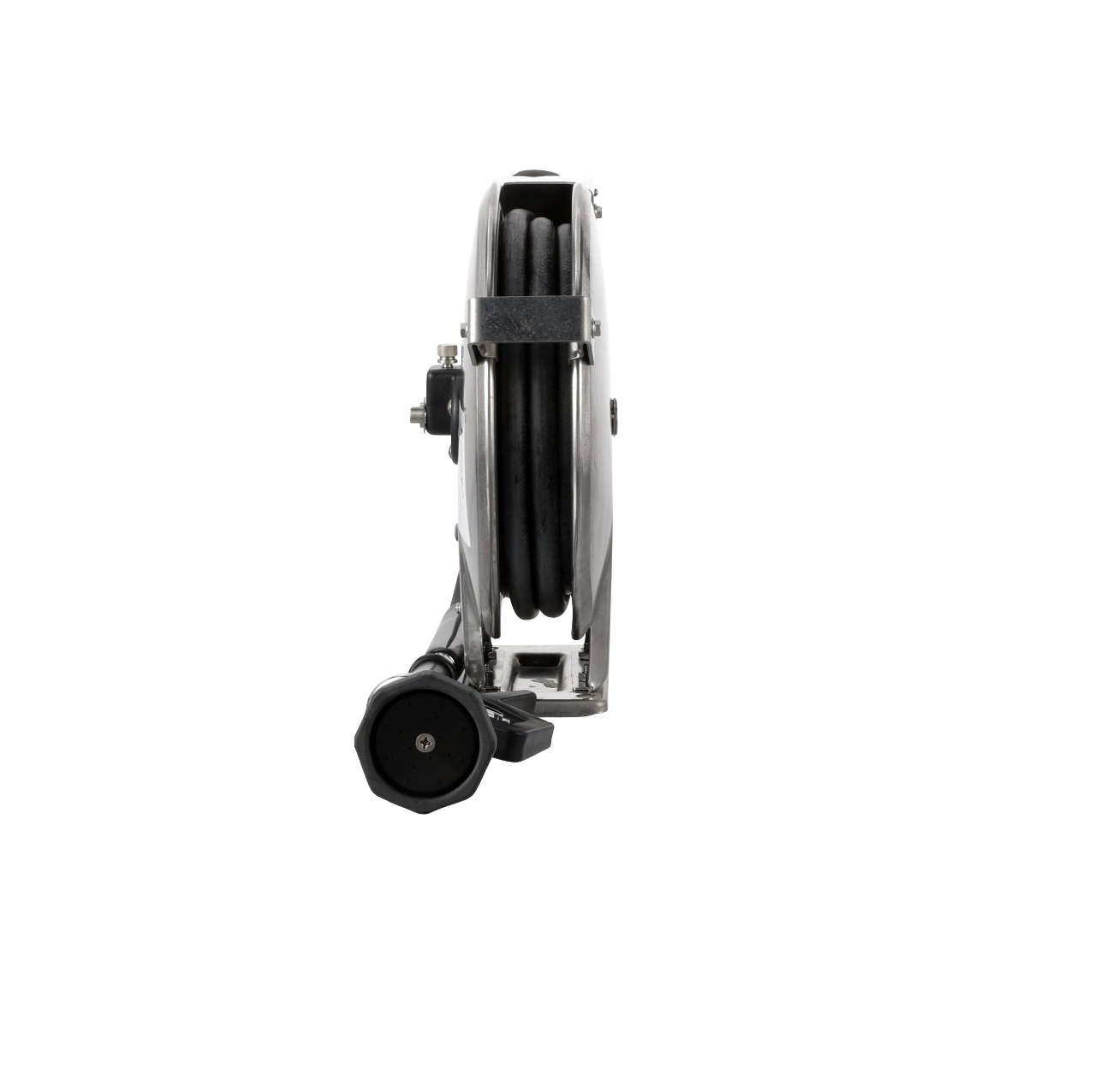 Encore® Hose Reel with 50 ft. Hose, Open Stainless Steel Reel Assembly, 3/8" NPT Inlet and 3.3 gpm Spray Valve