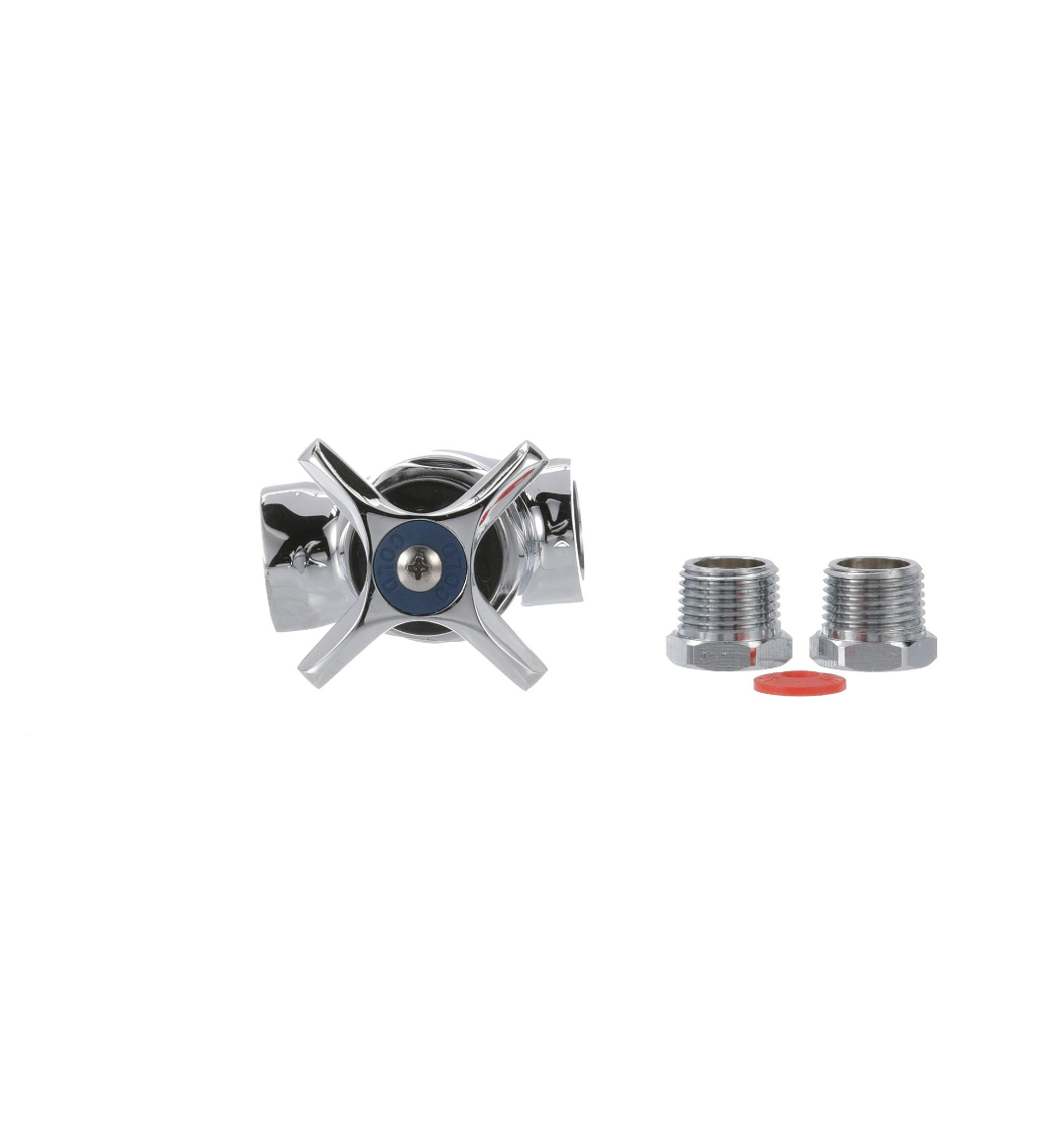 Shut Off Control Valve, Polished Chrome, Cross Handle, 3/8" IPS Inlet/Outlet and 1/2" Universal