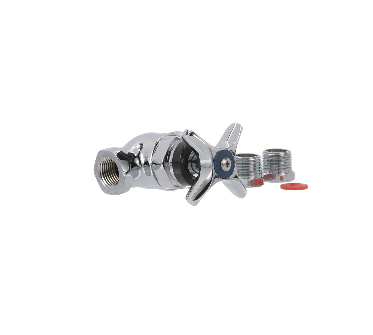 Shut Off Control Valve, Polished Chrome, Cross Handle, 3/8" IPS Inlet/Outlet and 1/2" Universal