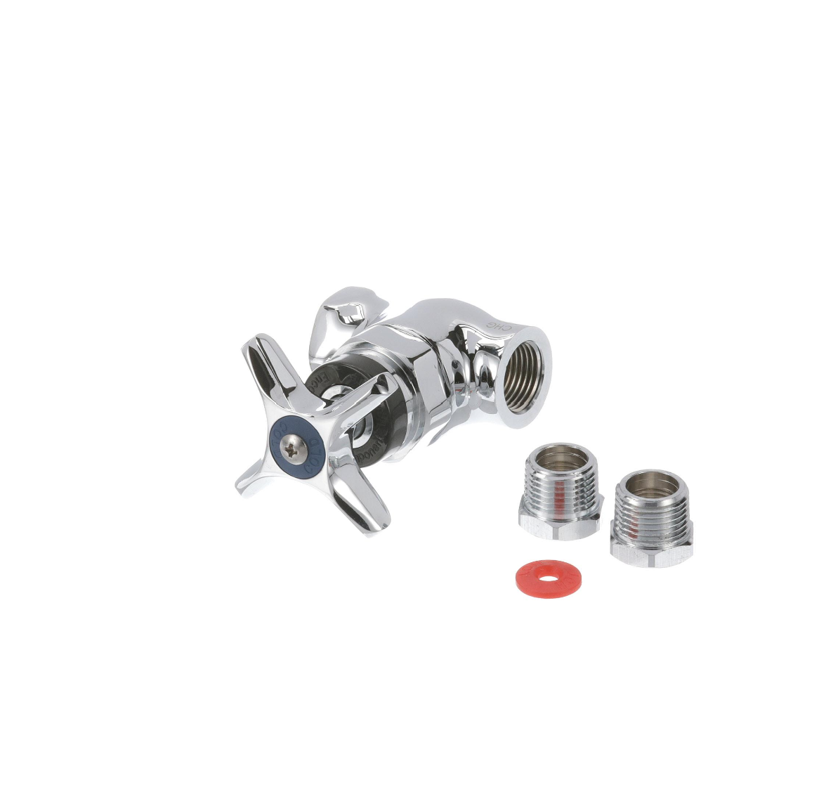 Shut Off Control Valve, Polished Chrome, Cross Handle, 3/8" IPS Inlet/Outlet and 1/2" Universal
