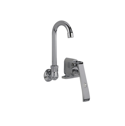 Encore® Knee Valve with Single Pedal and Rough Chrome Valve Body, Includes 3-1/2" Rigid Gooseneck Spout