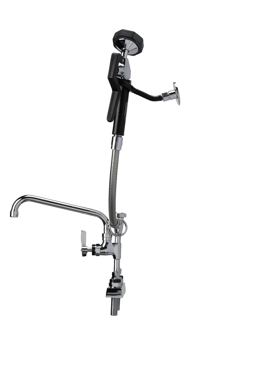 Utility Spray, deck mount, 4" (102mm) O.C., 10" (356mm) swivel stainless steel tubular swing spout