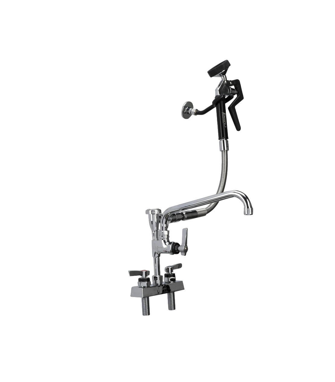 Utility Spray, deck mount, 4" (102mm) O.C., 10" (356mm) swivel stainless steel tubular swing spout