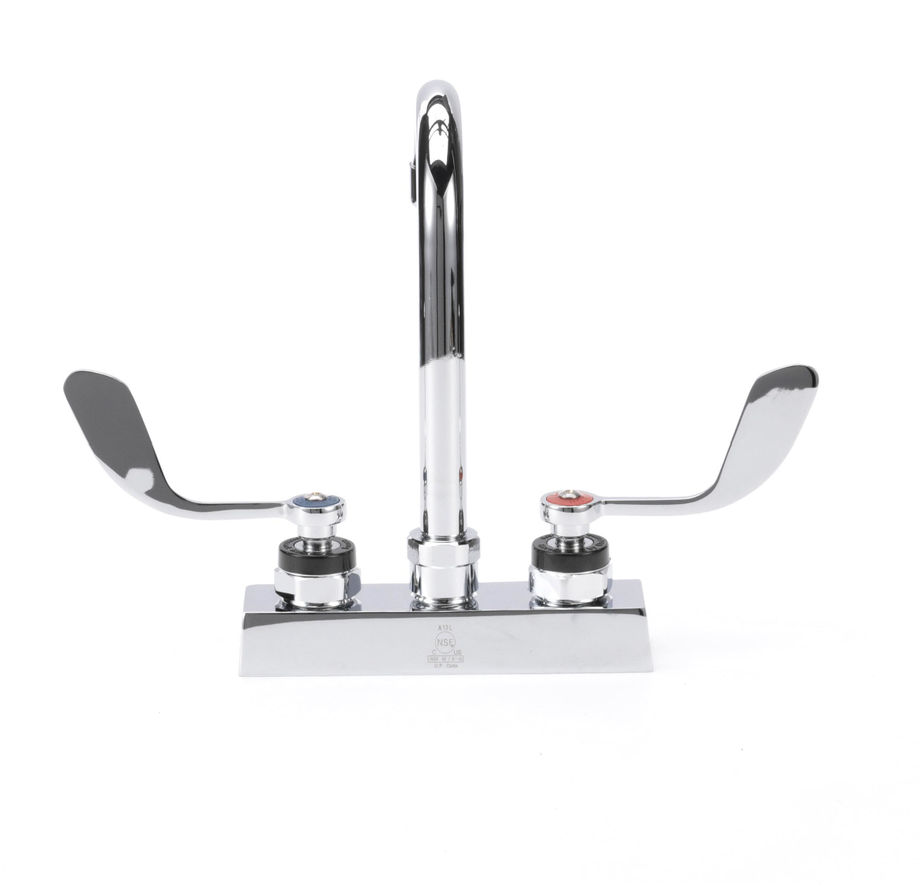 Encore 4" OC Deck Mount Faucet with 3-1/2" Rigid Gooseneck Spout and 4" Wrist Blade Handles