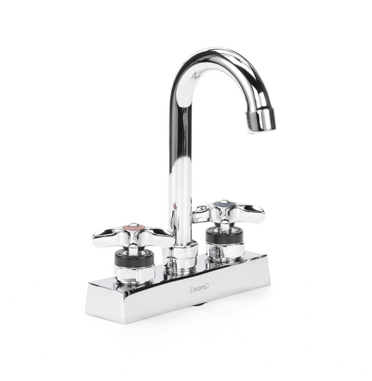 Encore 4" OC Deck Mount Faucet with 3-1/2" Swivel Gooseneck Spout and Cross Handles