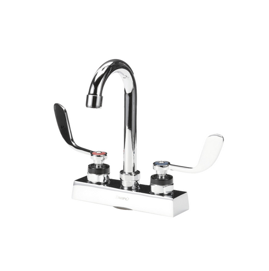 Encore 4" OC Deck Mount Faucet with 3-1/2" Swivel Gooseneck Spout and 4" Wrist Blade Handles