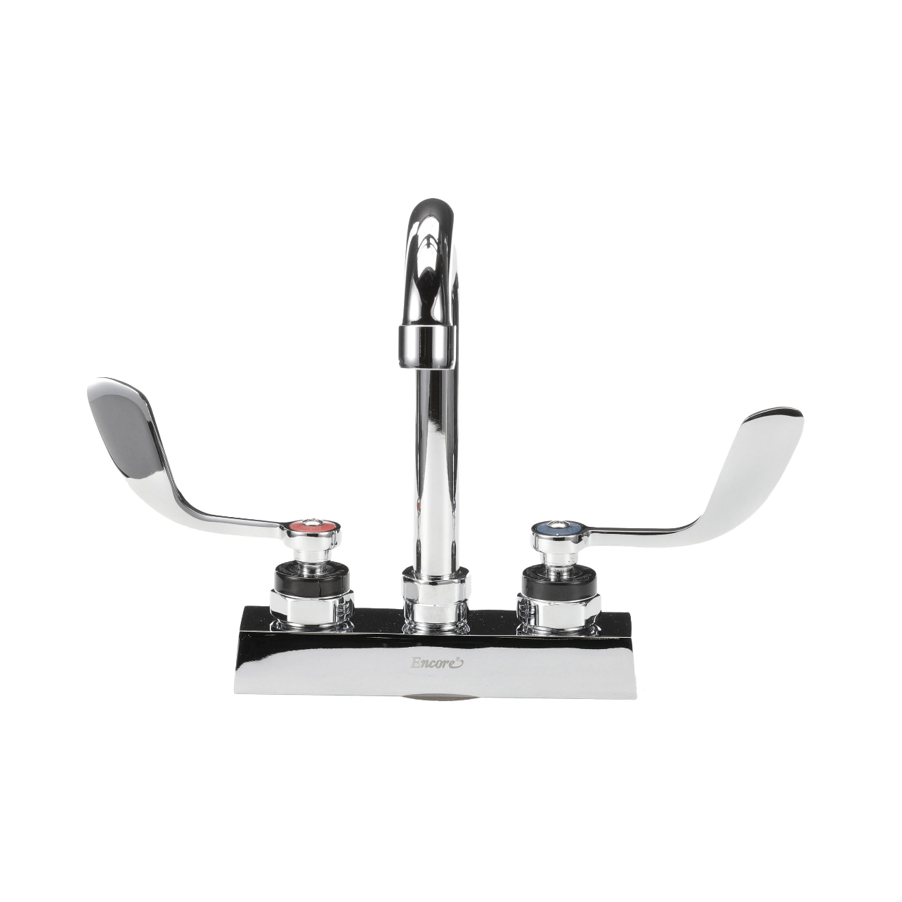 Encore 4" OC Deck Mount Faucet with 3-1/2" Swivel Gooseneck Spout and 4" Wrist Blade Handles
