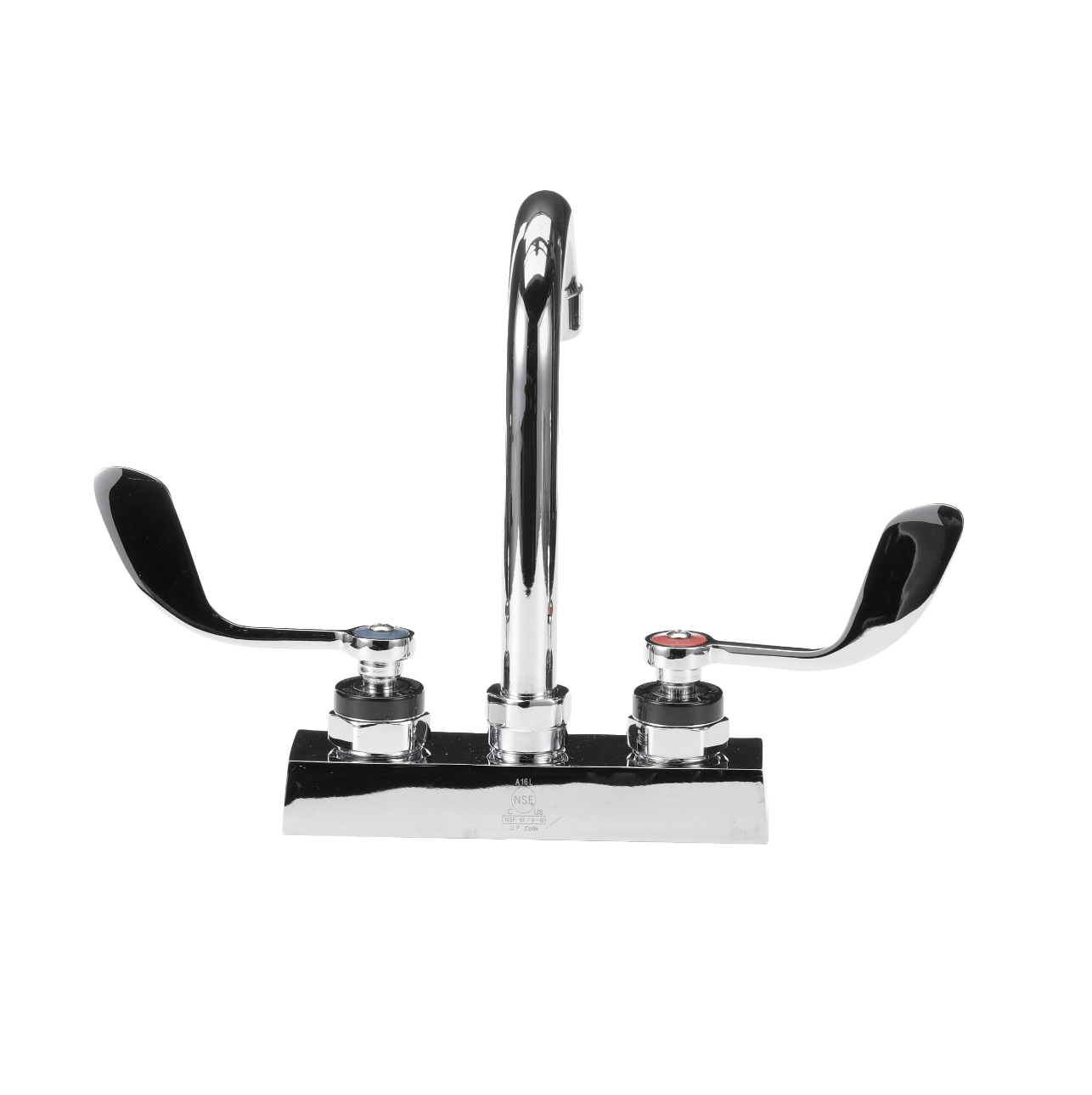 Encore 4" OC Deck Mount Faucet with 3-1/2" Swivel Gooseneck Spout and 4" Wrist Blade Handles