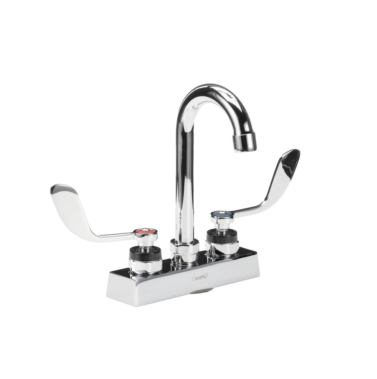 Encore 4" OC Deck Mount Faucet with 3-1/2" Swivel Gooseneck Spout and 4" Wrist Blade Handles