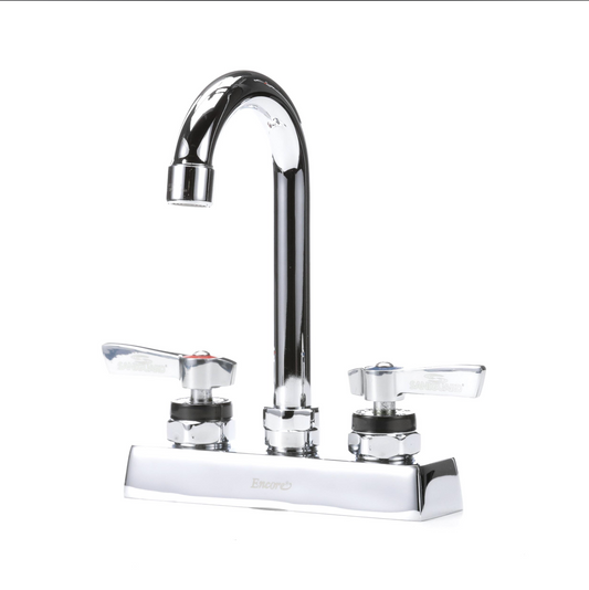 Encore 4" OC Deck Mount Faucet with 3-1/2" Swivel Gooseneck Spout and Lever Handles