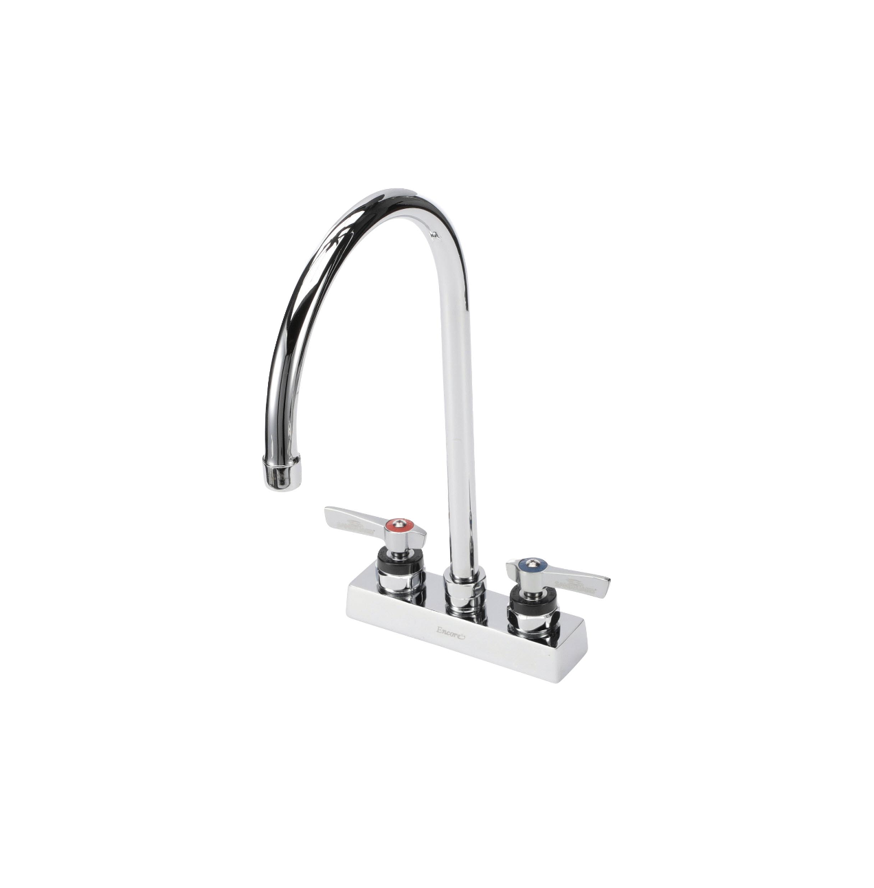 Encore 4" OC Deck Mount Faucet with 8-1/2" Swivel Gooseneck Spout, Lever Handles