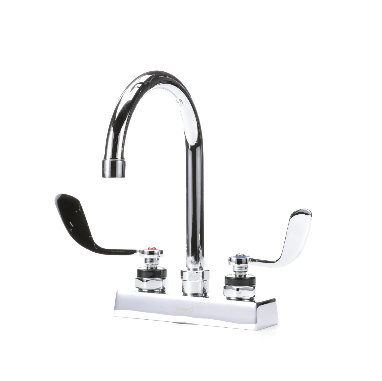 Encore 4" OC Deck Mount Faucet with 6-1/2" Rigid Gooseneck Spout and 4" Wrist Blade Handles