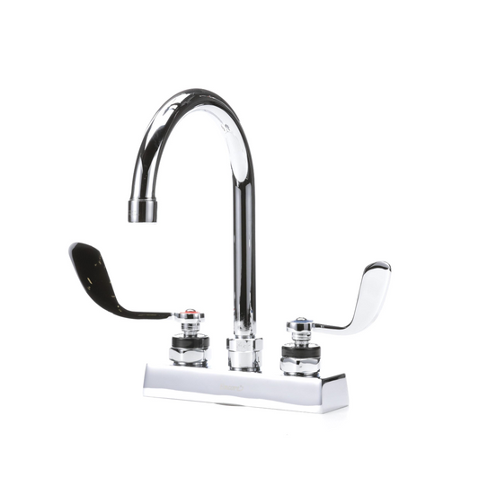 Encore 4" OC Deck Mount Faucet with 6-1/2" Rigid Gooseneck Spout and 4" Wrist Blade Handles