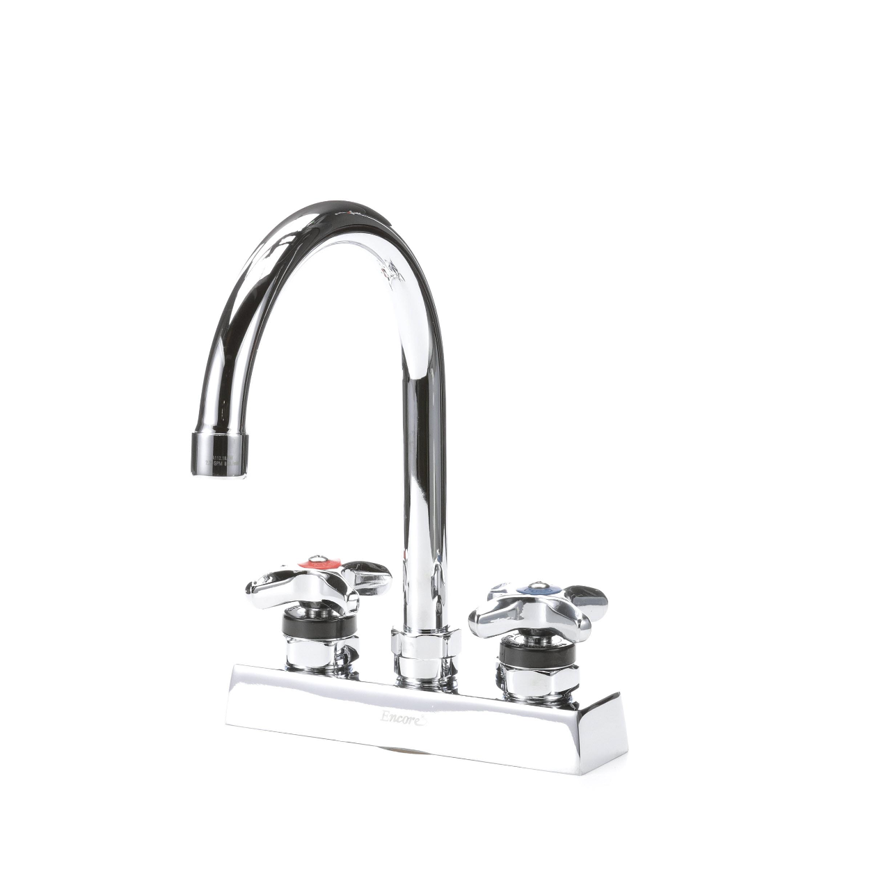 Encore 4" OC Deck Mount Faucet with 6-1/2" Swivel Gooseneck Spout with Cross Handles