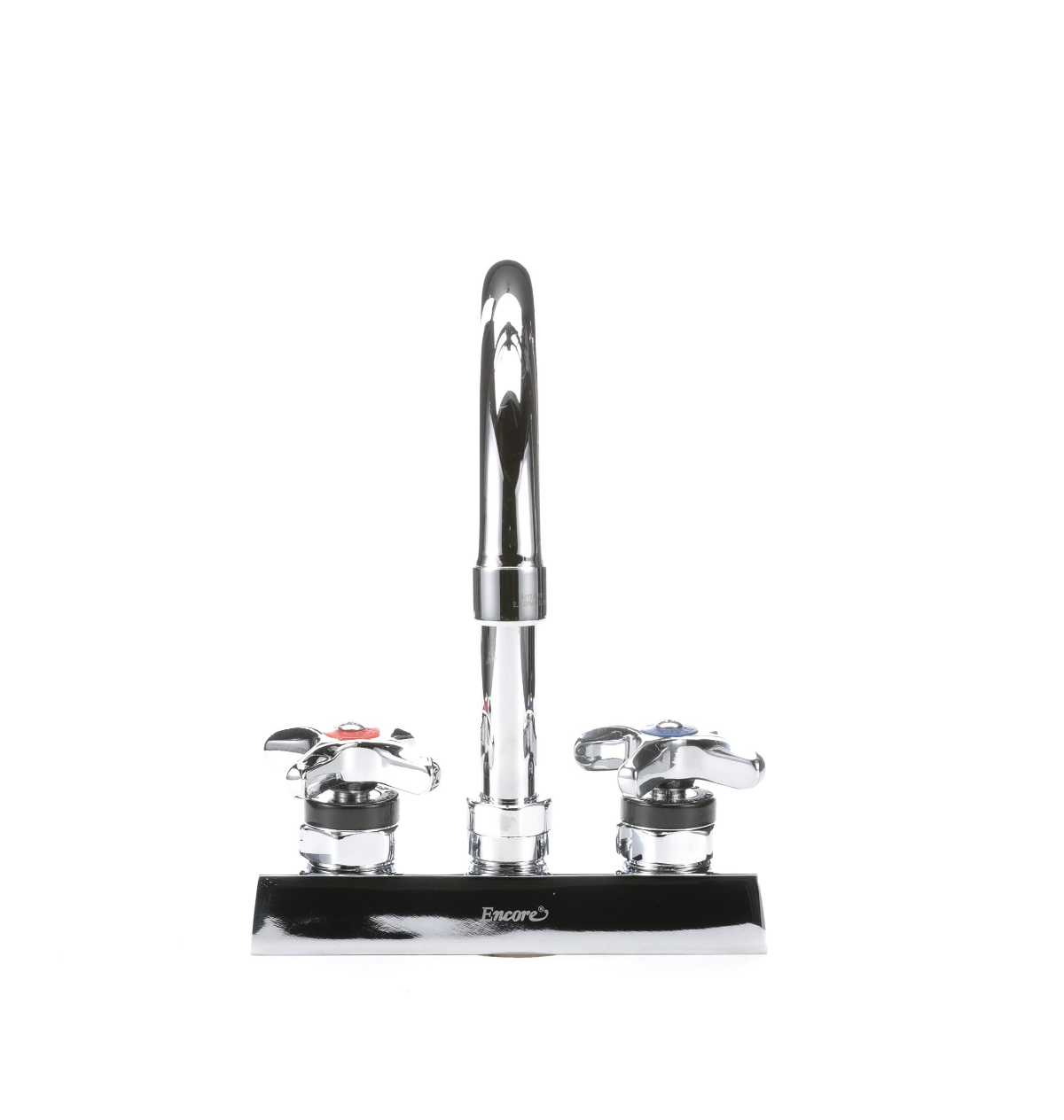 Encore 4" OC Deck Mount Faucet with 6-1/2" Swivel Gooseneck Spout with Cross Handles