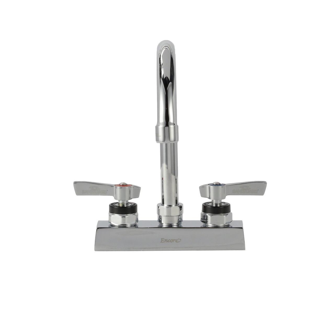 Encore 4" OC Deck Mount Faucet with 6-1/2" Swivel Gooseneck Spout with Lever Handles