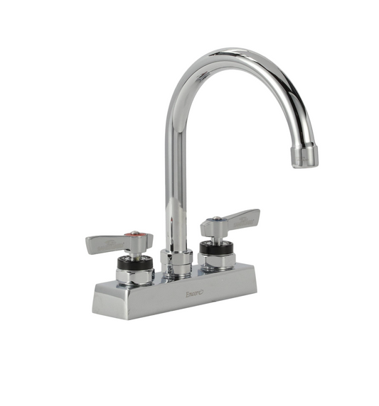 Encore 4" OC Deck Mount Faucet with 6-1/2" Swivel Gooseneck Spout with Lever Handles