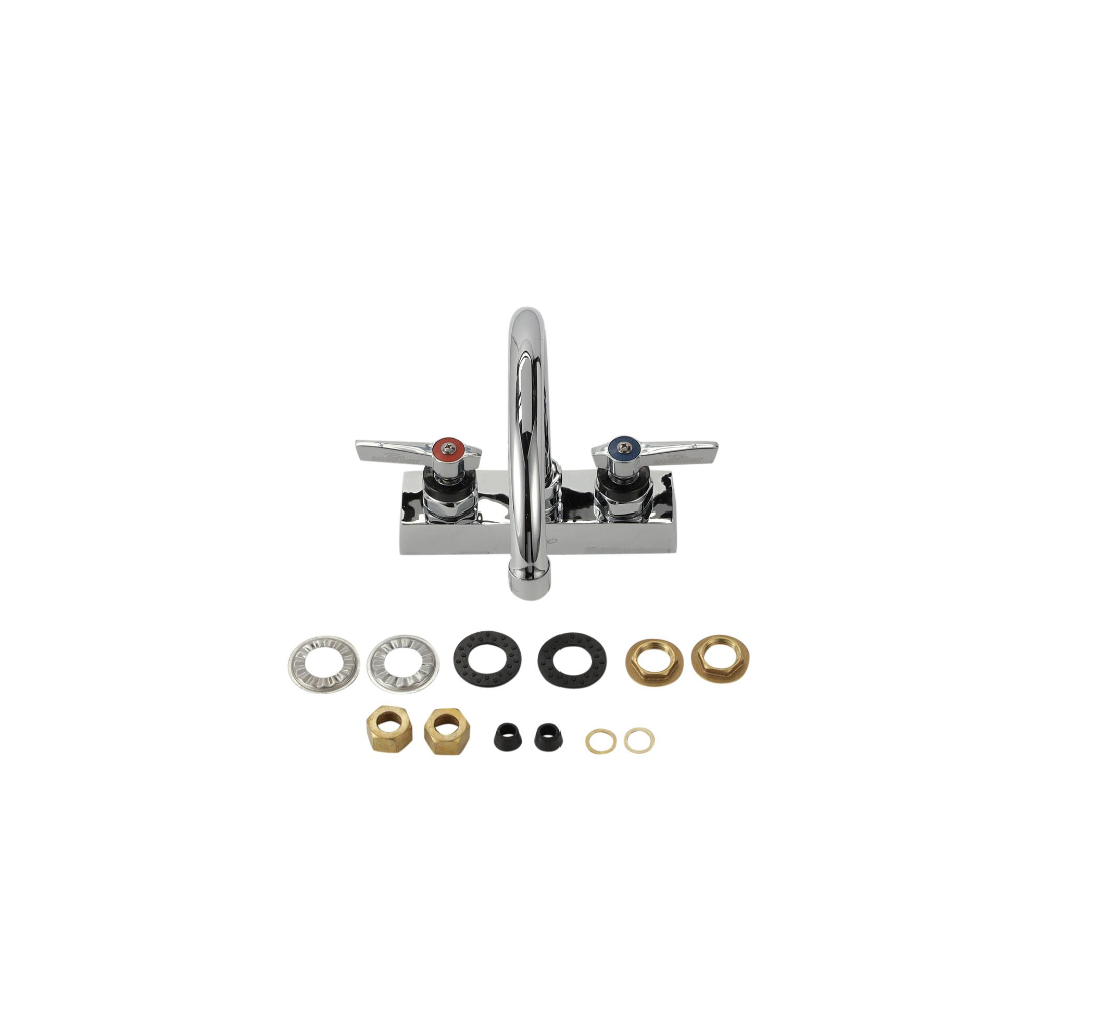Encore 4" OC Deck Mount Faucet with 6-1/2" Swivel Gooseneck Spout with Lever Handles