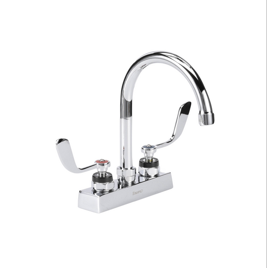 Encore 4" OC Deck Mount Faucet with 6-1/2" Swivel Gooseneck Spout and 4" Wrist Blade Handles