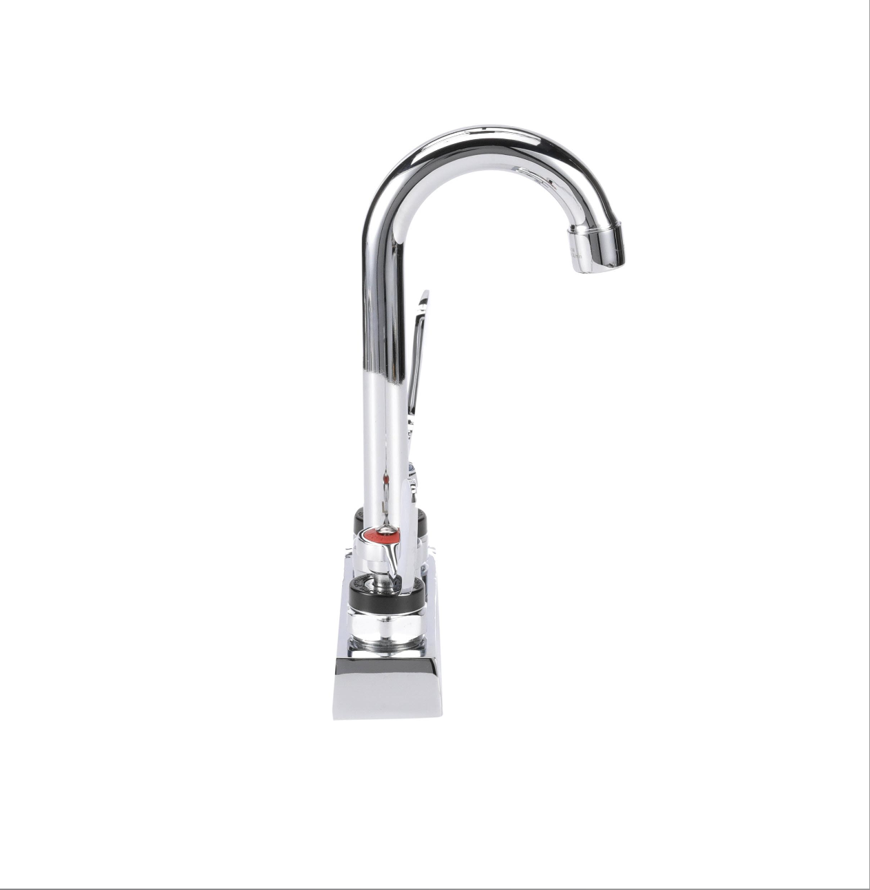 Encore 4" OC Deck Mount Faucet Ceramic Valves with 3-1/2" Rigid Gooseneck Spout with 4" Wrist Blade Handles