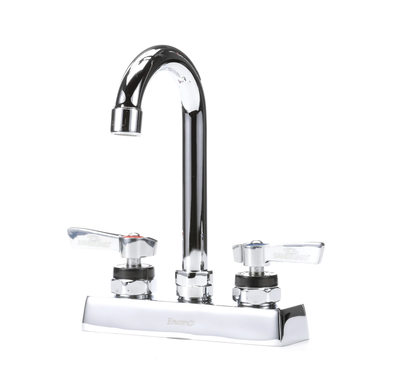 Encore 4" OC Deck Mount Faucet Ceramic Valves with 3-1/2" Swivel Gooseneck Spout
