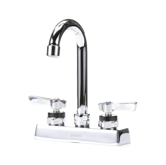 Encore 4" OC Deck Mount Faucet Ceramic Valves with 3-1/2" Swivel Gooseneck Spout