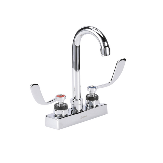 Encore 4" OC Deck Mount Faucet Ceramic Valves with 3-1/2" Swivel Gooseneck Spout with 4" Wrist Blade Handles