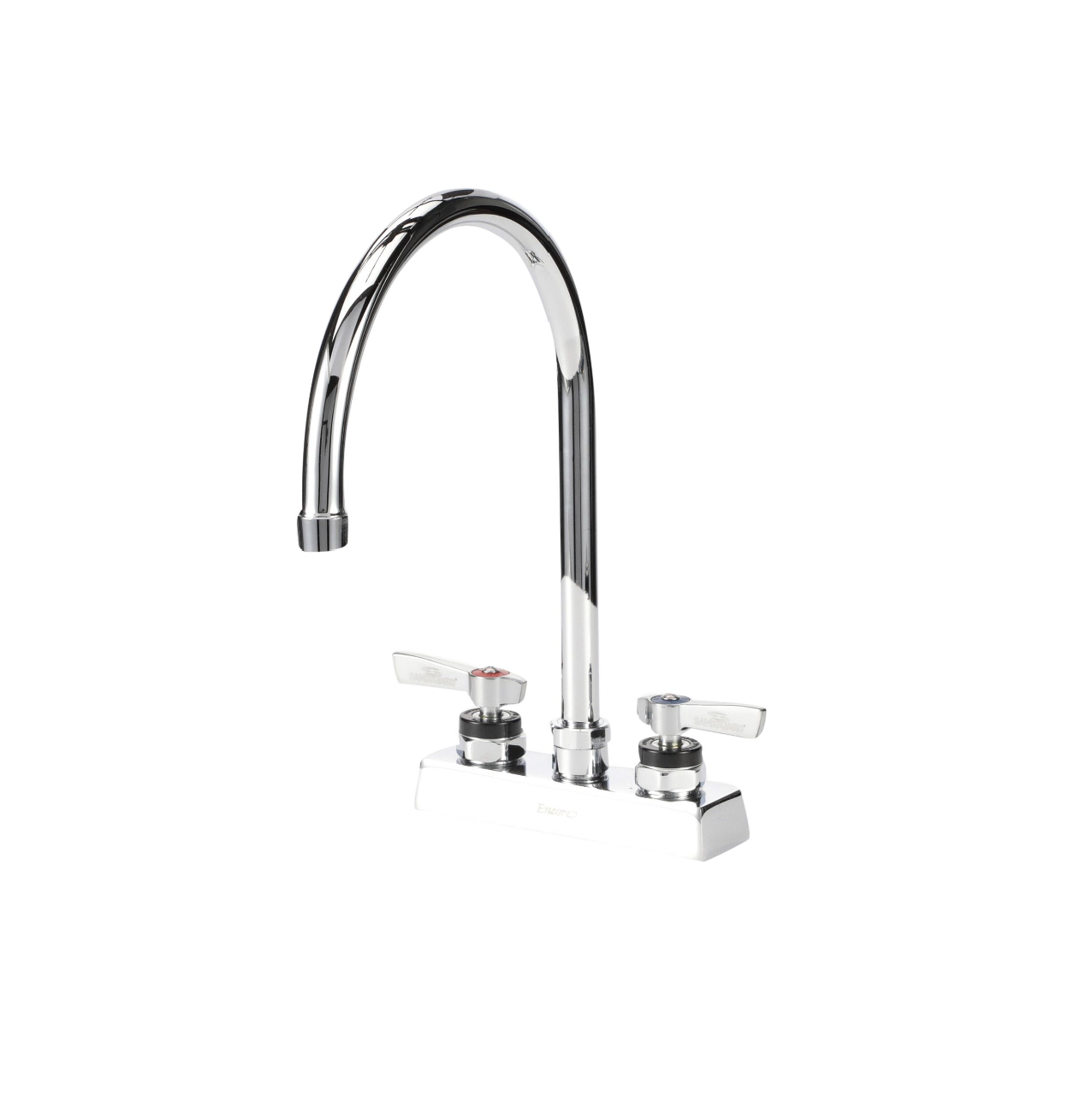 Encore 4" OC Deck Mount Faucet Ceramic Valves with 8-1/2" Rigid Gooseneck Spout