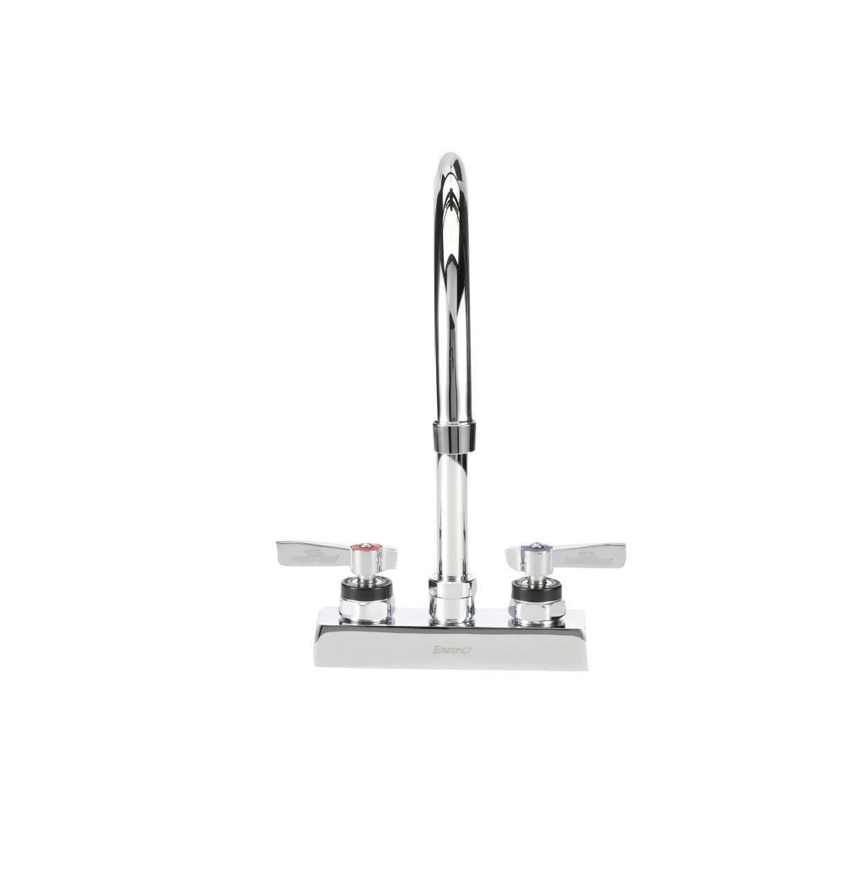 Encore 4" OC Deck Mount Faucet Ceramic Valves with 8-1/2" Rigid Gooseneck Spout