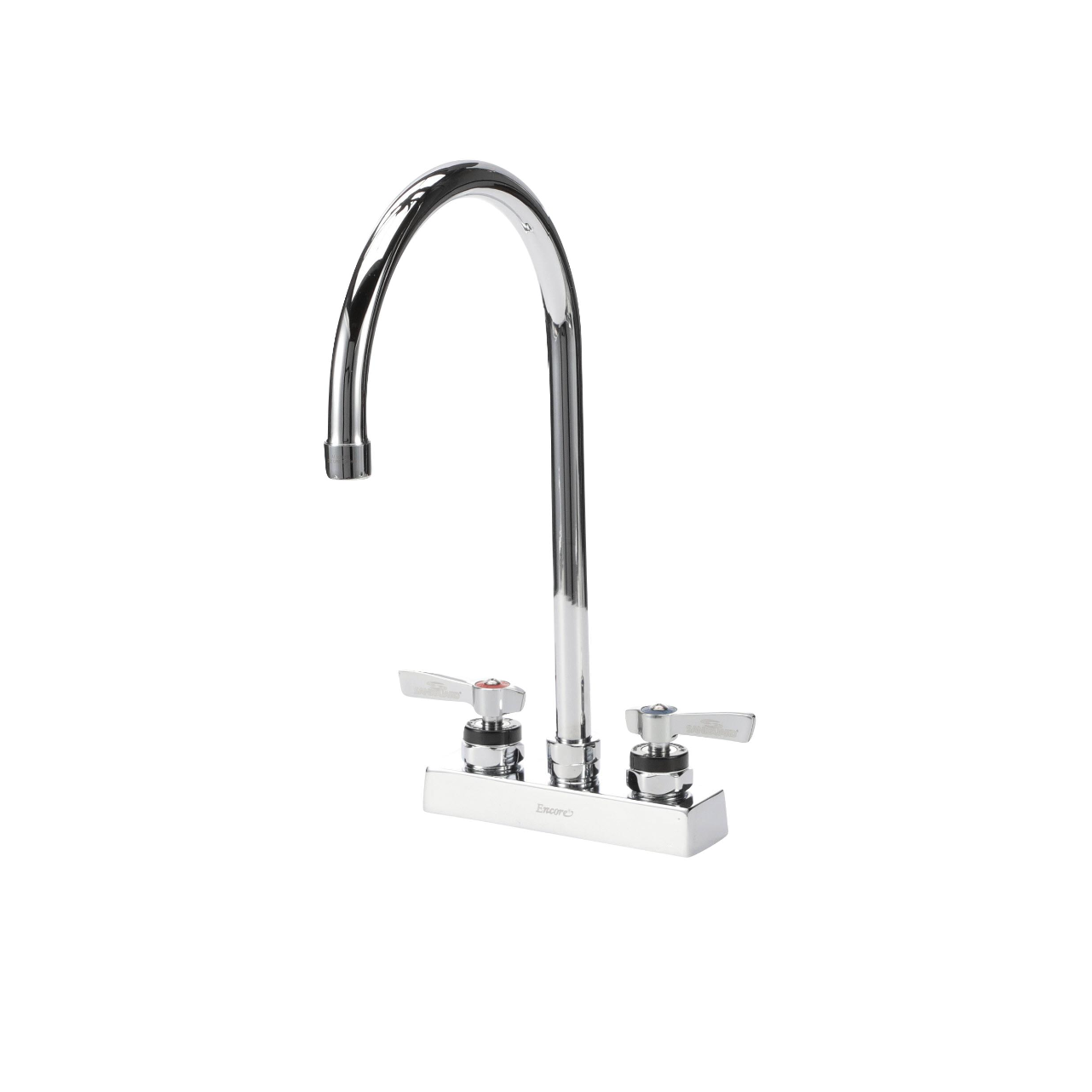 Encore 4" OC Deck Mount Faucet Ceramic Valves with 8-1/2" Swivel Gooseneck Spout