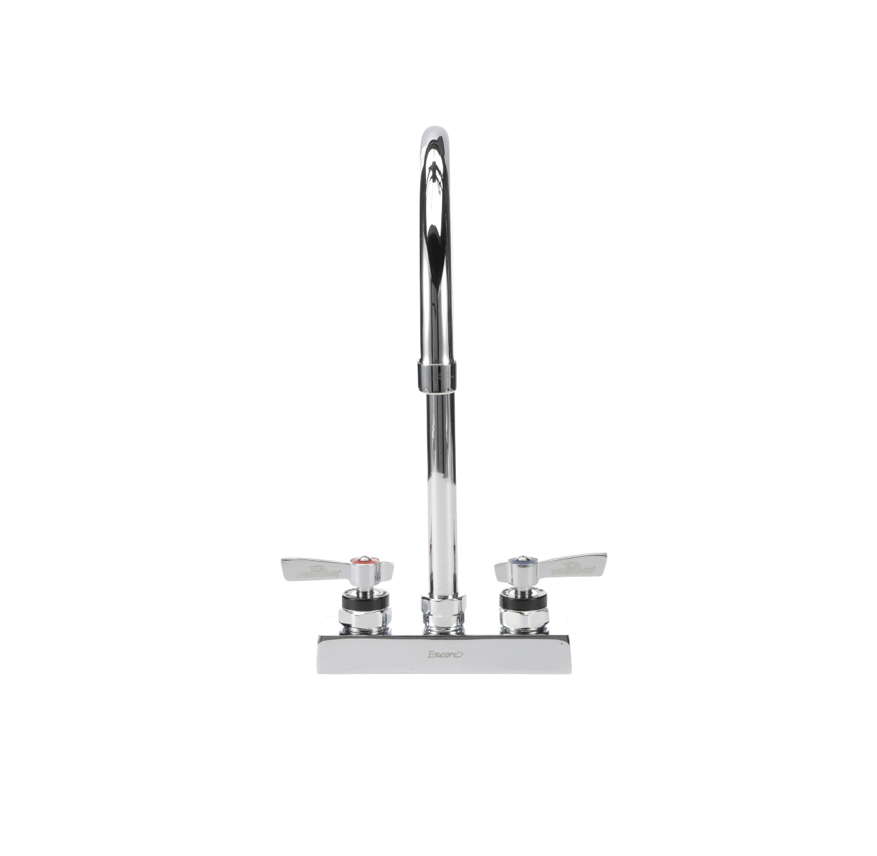 Encore 4" OC Deck Mount Faucet Ceramic Valves with 8-1/2" Swivel Gooseneck Spout