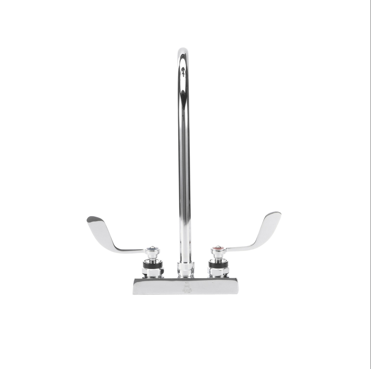 Encore 4" OC Deck Mount Faucet Ceramic Valves with 8-1/2" Swivel Gooseneck Spout with 4" Wrist Blade Handles