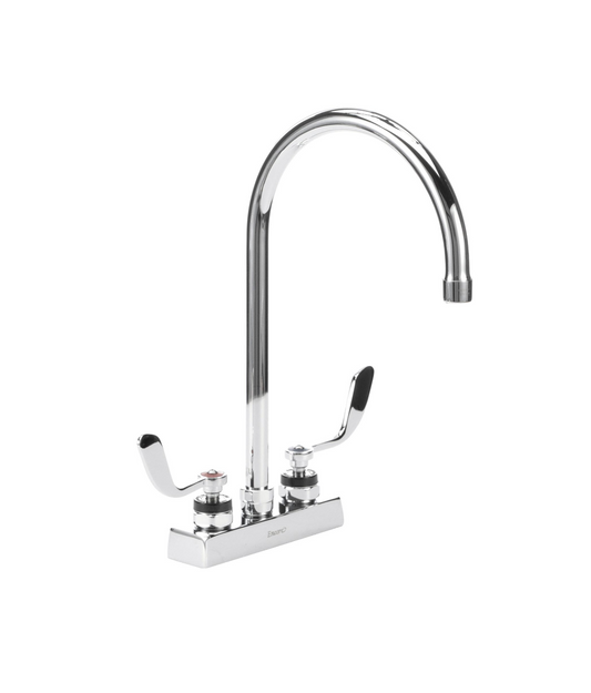 Encore 4" OC Deck Mount Faucet Ceramic Valves with 8-1/2" Swivel Gooseneck Spout with 4" Wrist Blade Handles
