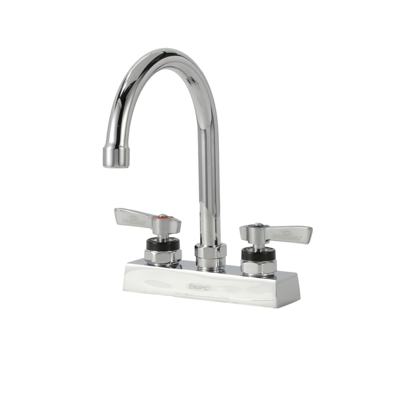 Encore 4" OC Deck Mount Faucet Ceramic Valves with 6" Swivel Gooseneck Spout