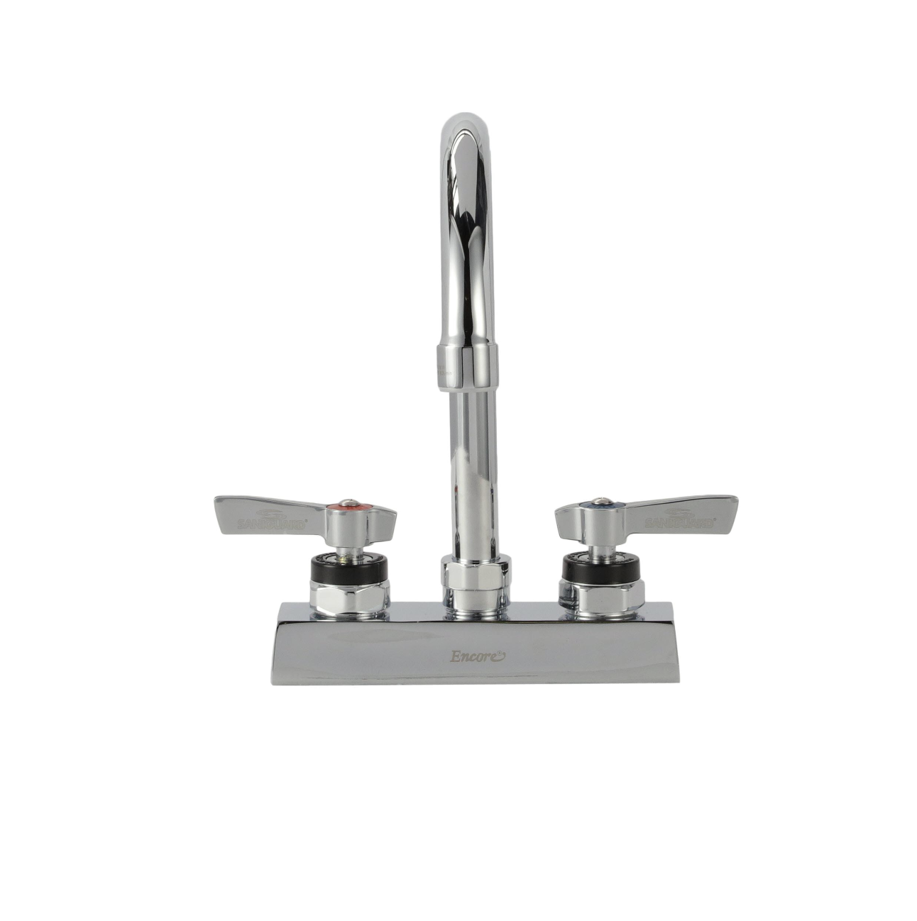 Encore 4" OC Deck Mount Faucet Ceramic Valves with 6" Swivel Gooseneck Spout