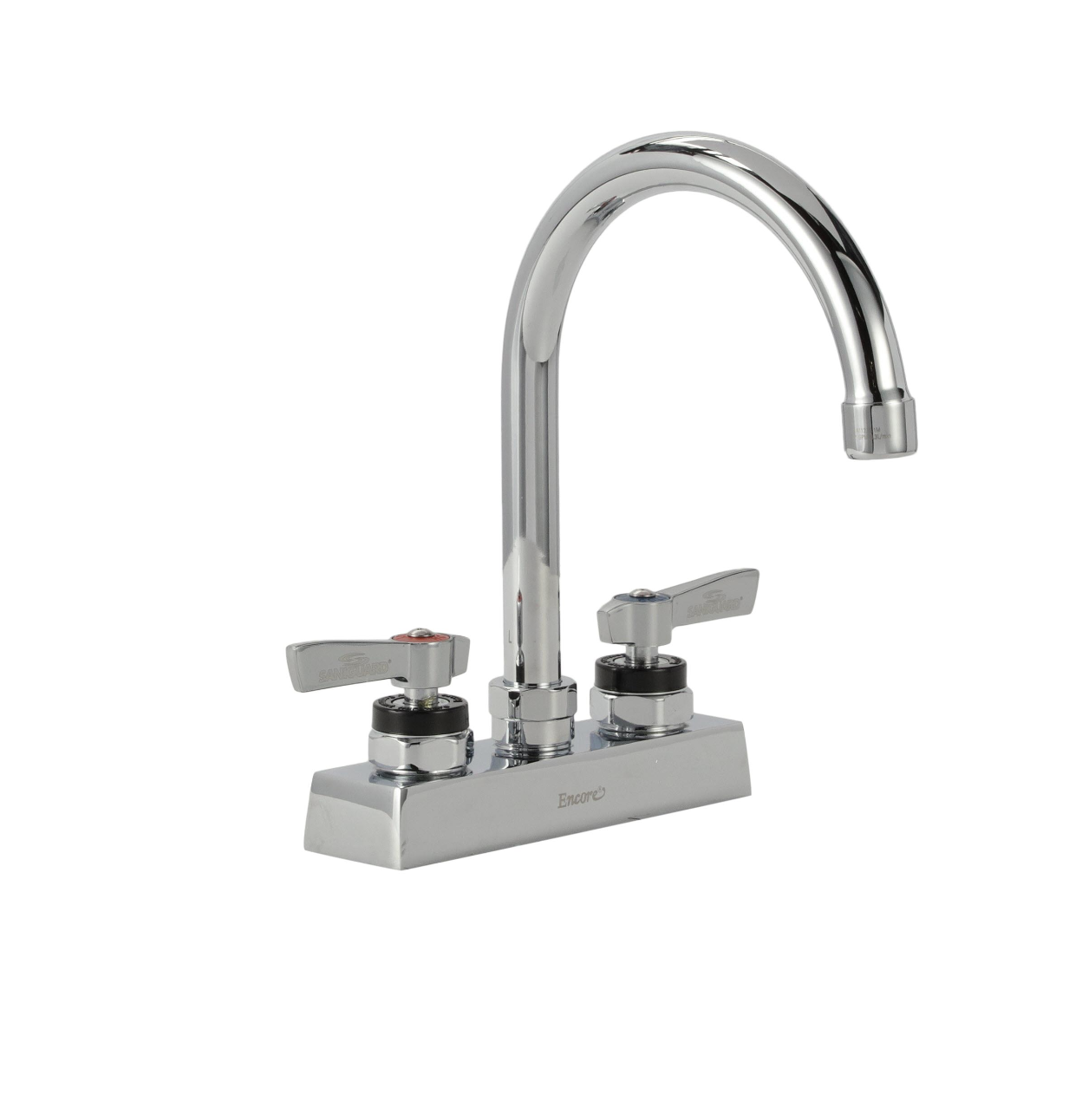 Encore 4" OC Deck Mount Faucet Ceramic Valves with 6" Swivel Gooseneck Spout