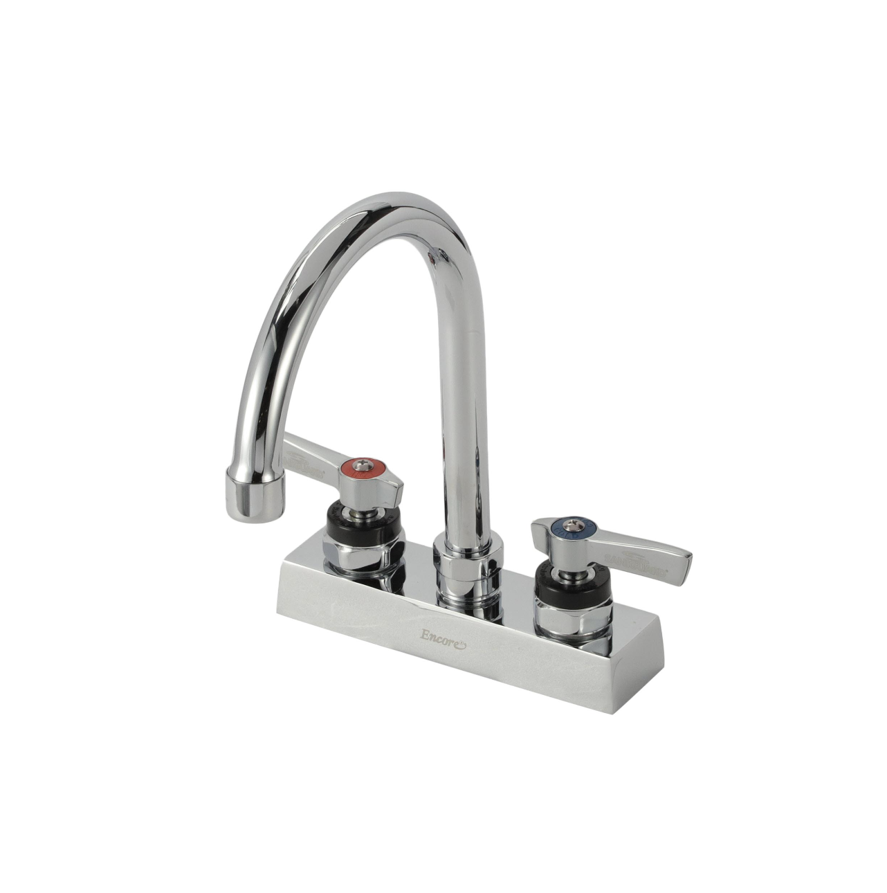 Encore 4" OC Deck Mount Faucet Ceramic Valves with 6" Swivel Gooseneck Spout