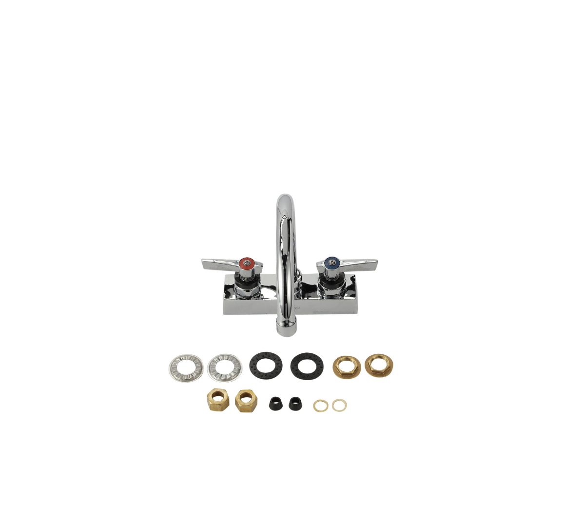 Encore 4" OC Deck Mount Faucet Ceramic Valves with 6" Swivel Gooseneck Spout