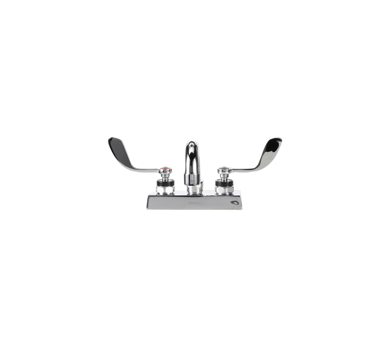 Encore 4" OC Deck Mount Faucet Ceramic Valves with 12" Swivel Spout with 4" Wrist Blade Handles