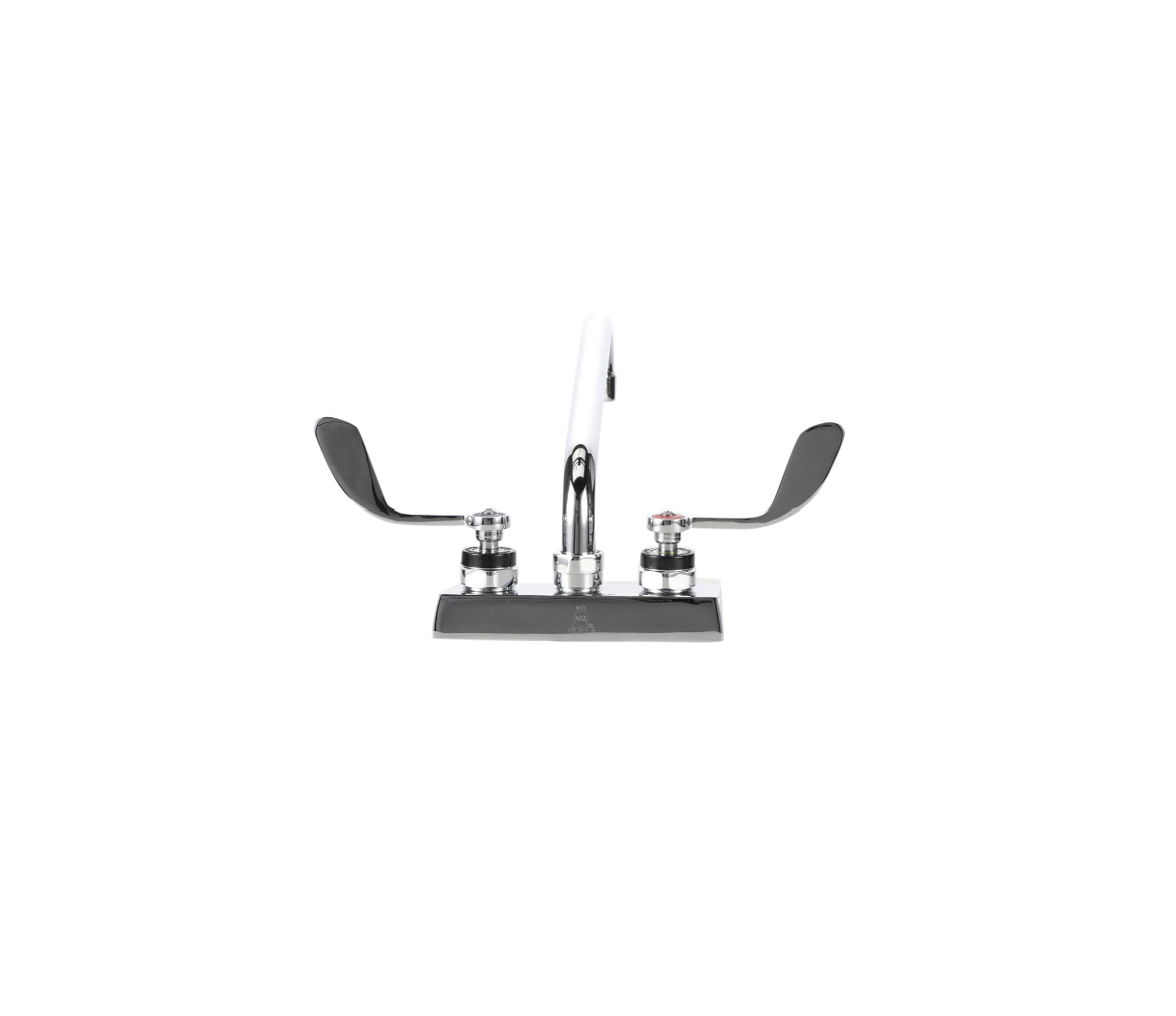 Encore 4" OC Deck Mount Faucet Ceramic Valves with 12" Swivel Spout with 4" Wrist Blade Handles
