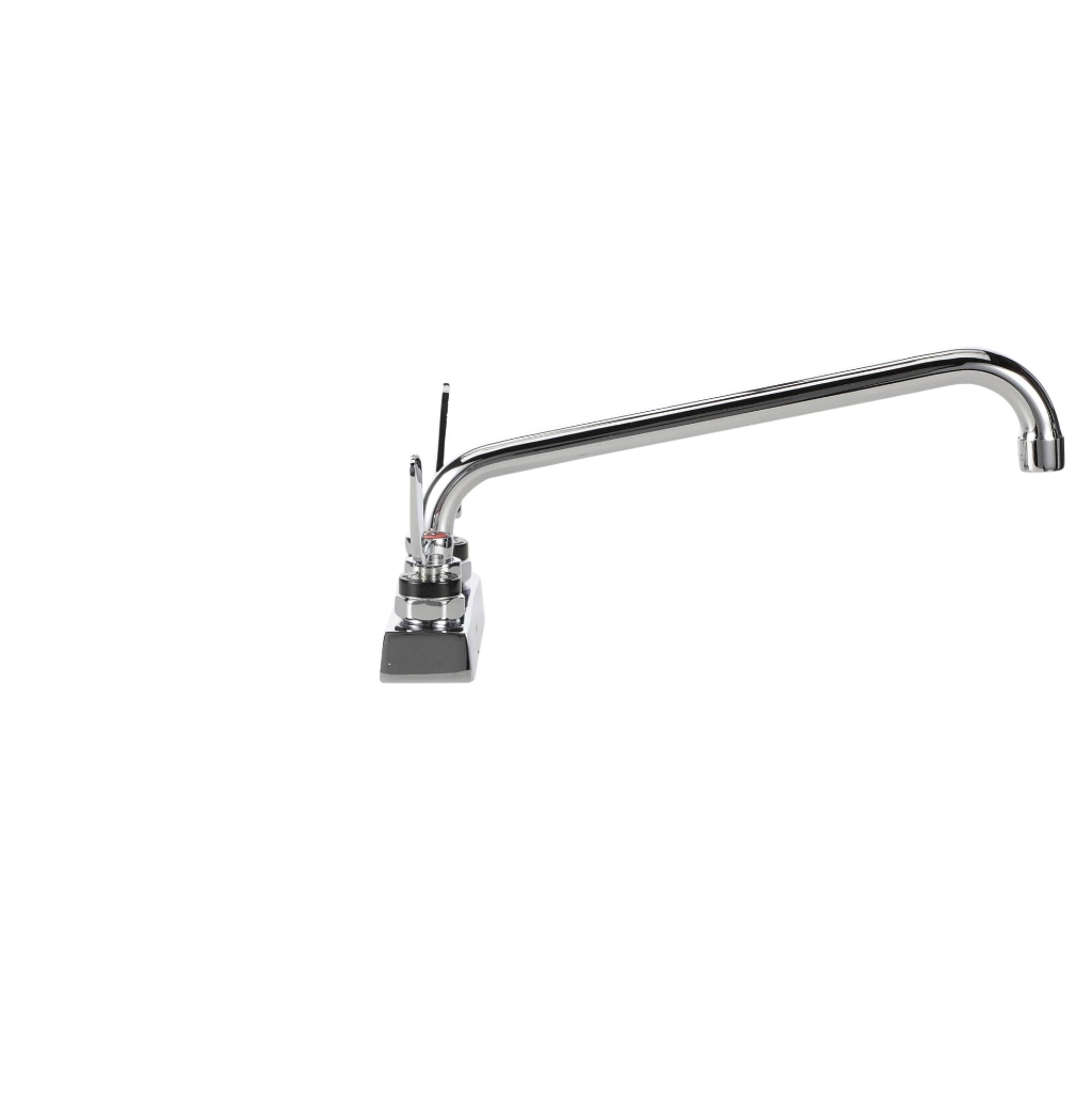 Encore 4" OC Deck Mount Faucet Ceramic Valves with 12" Swivel Spout with 4" Wrist Blade Handles