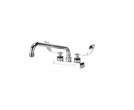 Encore 4" OC Deck Mount Faucet Ceramic Valves with 12" Swivel Spout with 4" Wrist Blade Handles