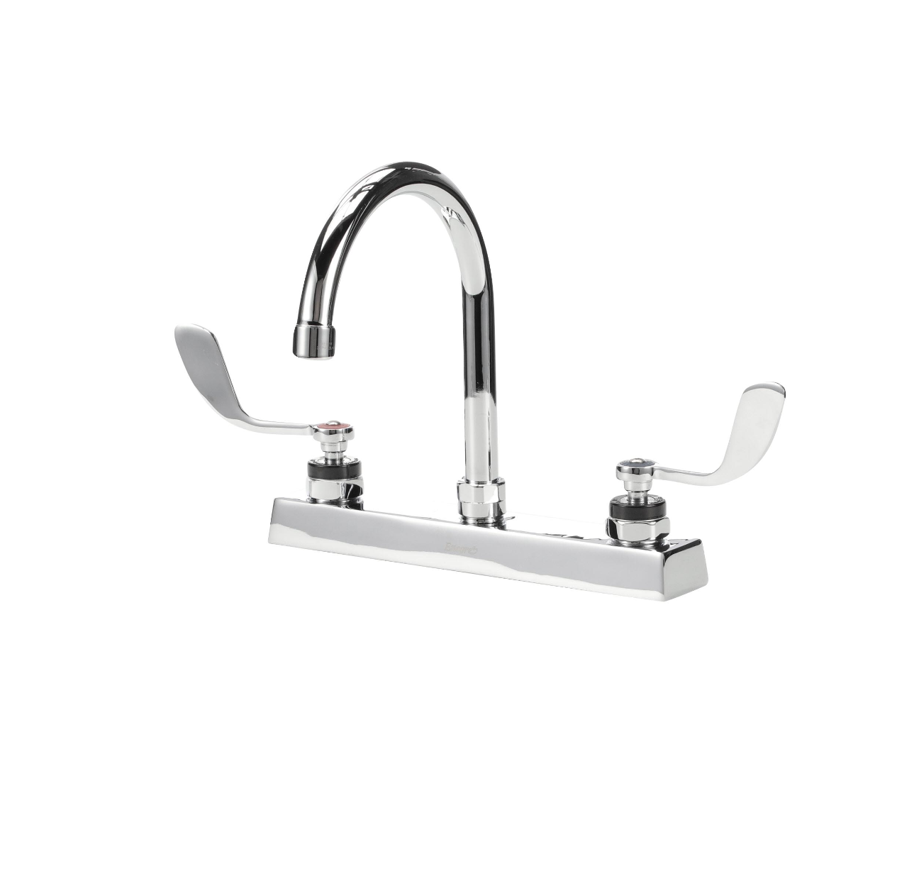 Encore 8" OC Deck Mount Faucet with 6" Swivel Gooseneck Spout and 4" Wrist Blade Handles