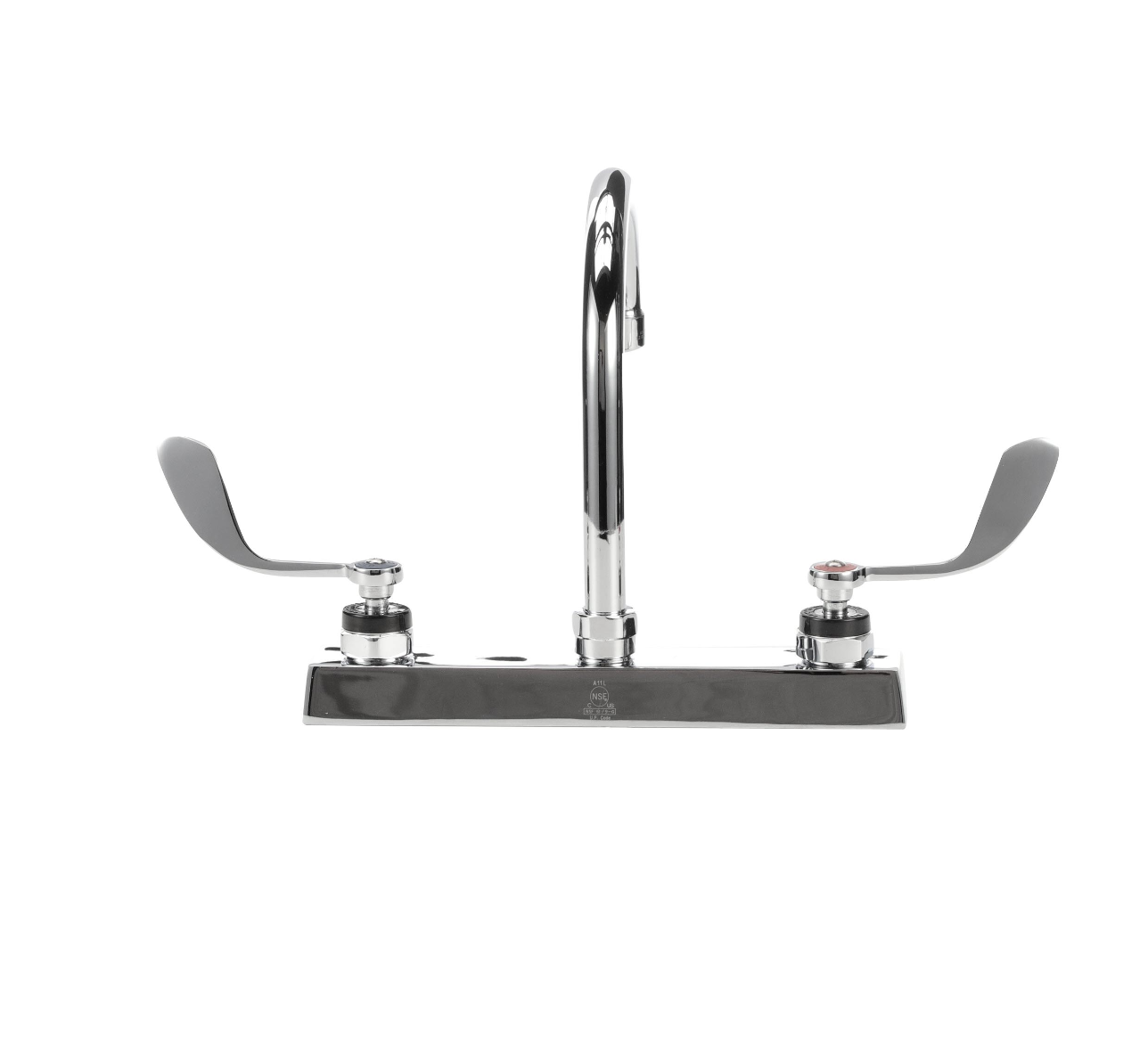 Encore 8" OC Deck Mount Faucet with 6" Swivel Gooseneck Spout and 4" Wrist Blade Handles