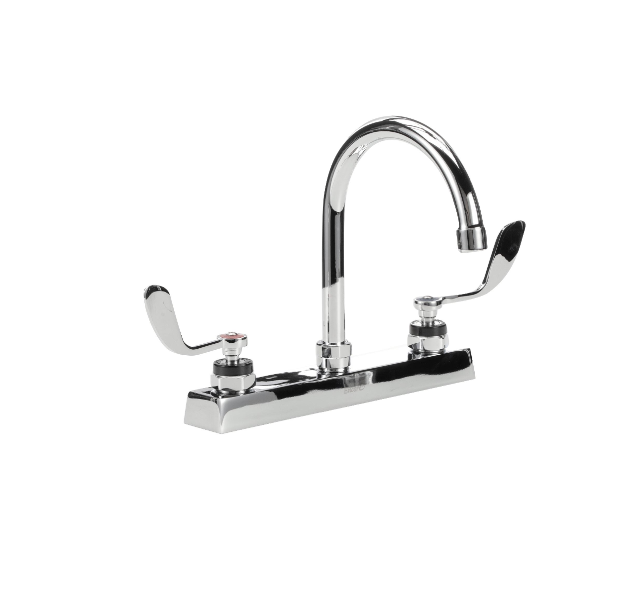 Encore 8" OC Deck Mount Faucet with 6" Swivel Gooseneck Spout and 4" Wrist Blade Handles