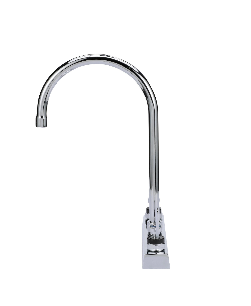 Encore 8" OC Deck Mount Faucet Ceramic Valves with 8-1/2" Swivel Gooseneck Spout and 4" Wrist Blade Handles
